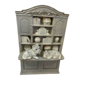 Simson Home Buddies "The Studies "Porcelain" Figurine Door w/dog Puppies Light G